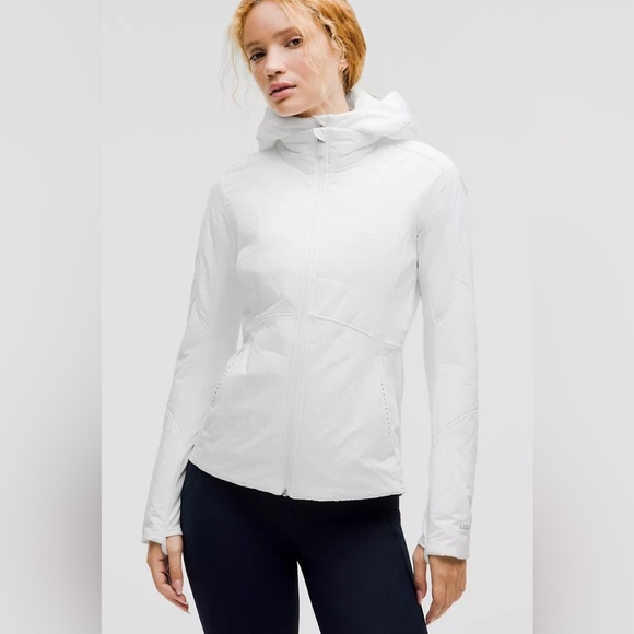 Lululemon Another Mile White Two-in-One Hooded Water Repellant Jacket EUC Size 4